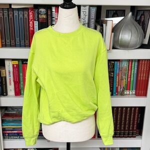 Neon Lime Crewneck Sweatshirt - Women's Top, Size S